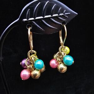 Colorful Cha Cha Beaded Earrings Gold Plated 925 UTC Sterling Silver